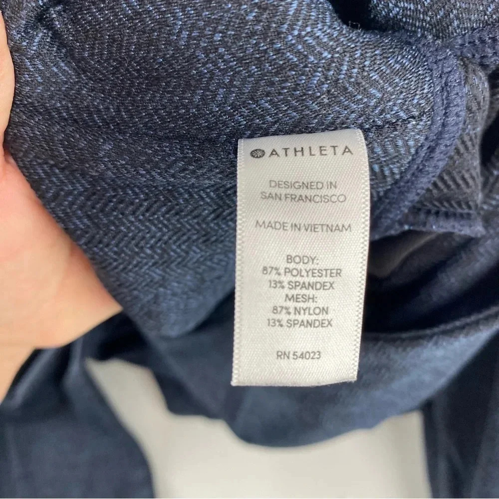 Athleta Womens Small Blue Black Mercer Yoga Pants Herringbone Ankle Slit - Picture 10 of 11